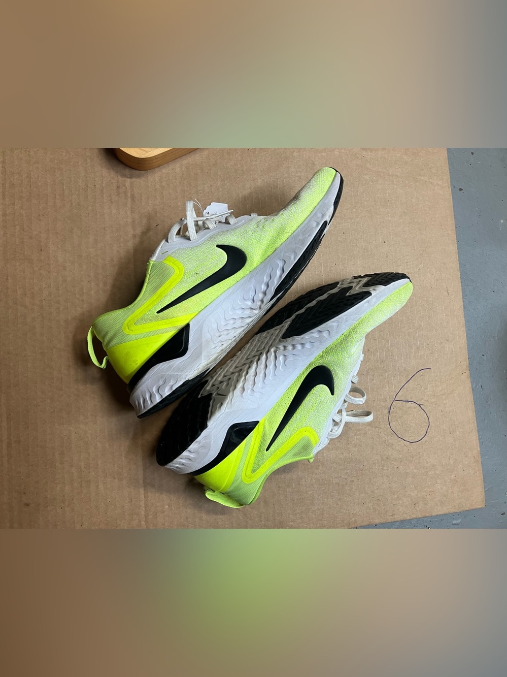 Nike Neon Yellow White Running Sneakers with Black Swoosh
